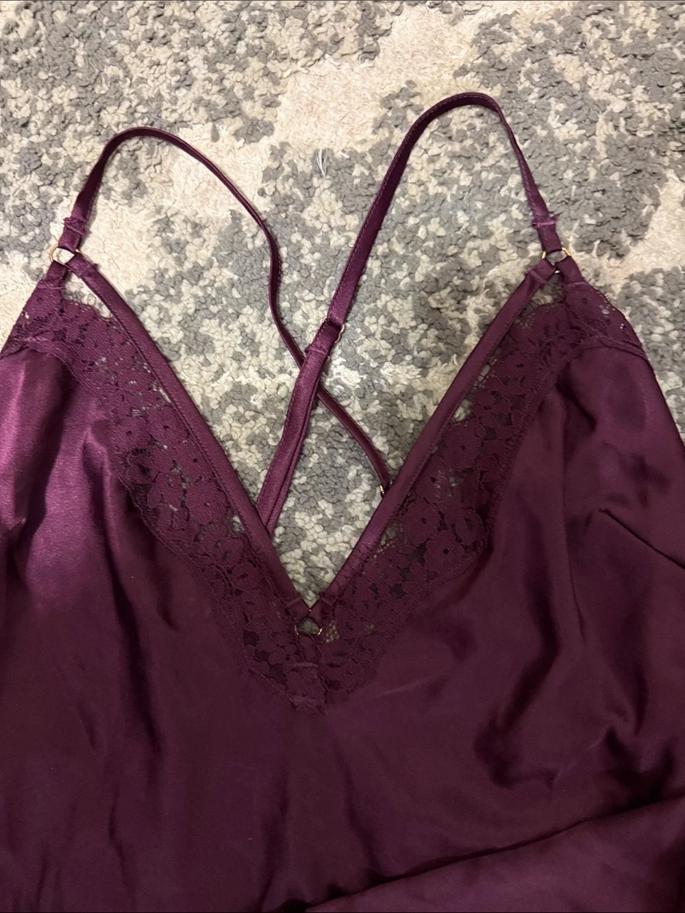 Victoria's Secret Plum Lace-Trim Robe & Chemise Set